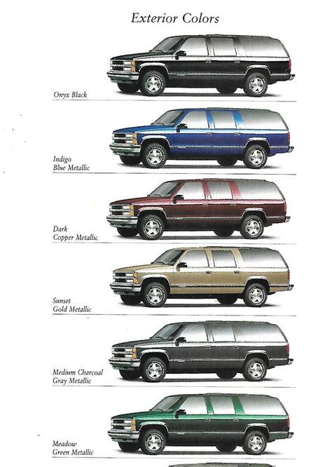what are the factory colors for a 1999 chevrolet suburban